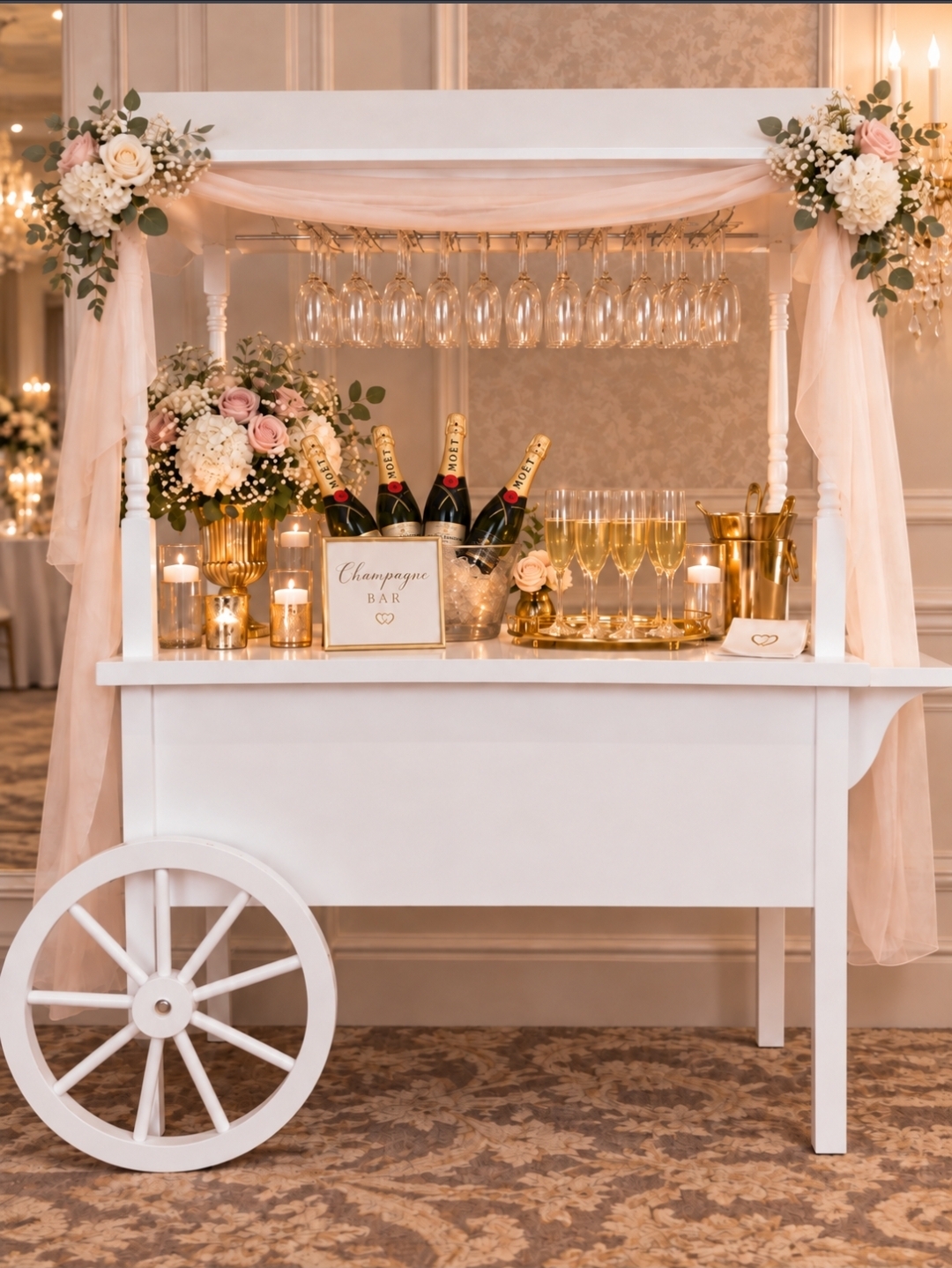 Champagne & Wine Display specialty bar styled for an event
